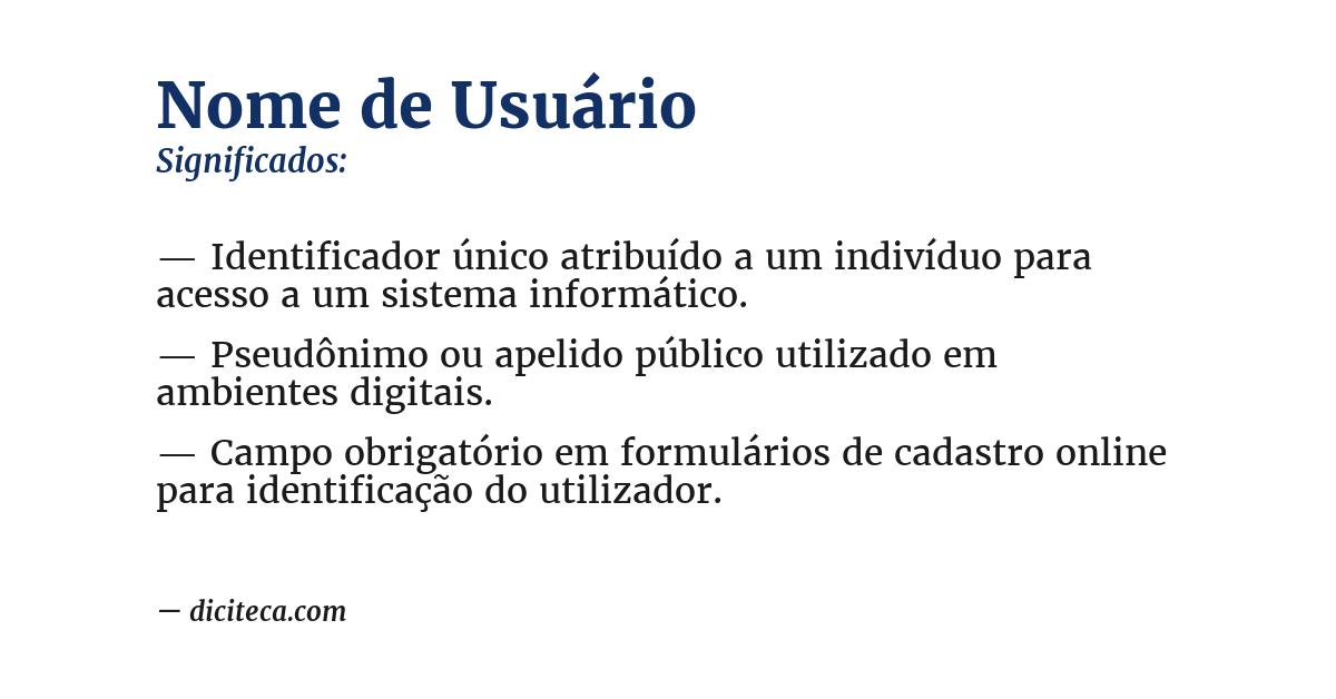 Significado de nome de usuário
