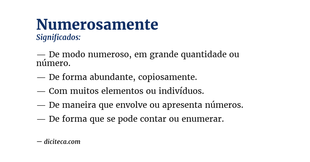 Significado de numerosamente