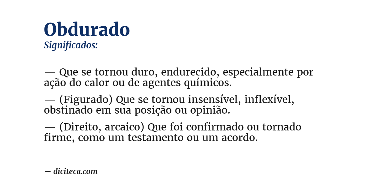 Significado de obdurado