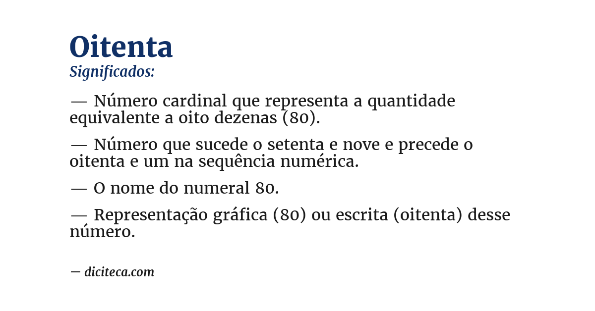 Significado de oitenta
