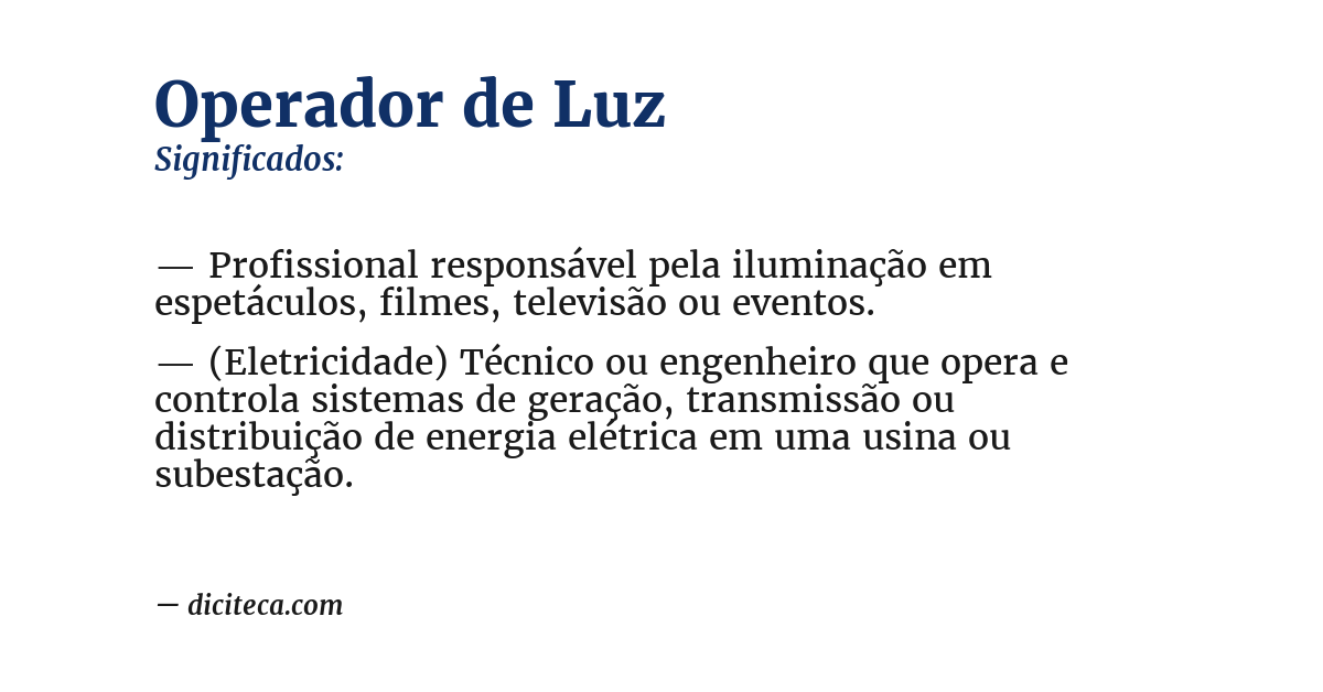 Significado de operador de luz