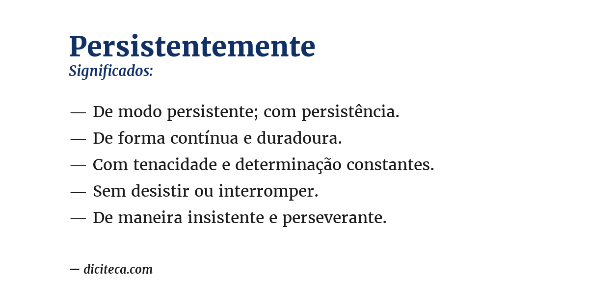 Significado de persistentemente