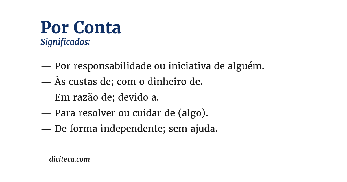 Significado de por conta