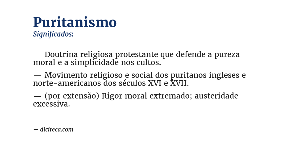 Significado de puritanismo