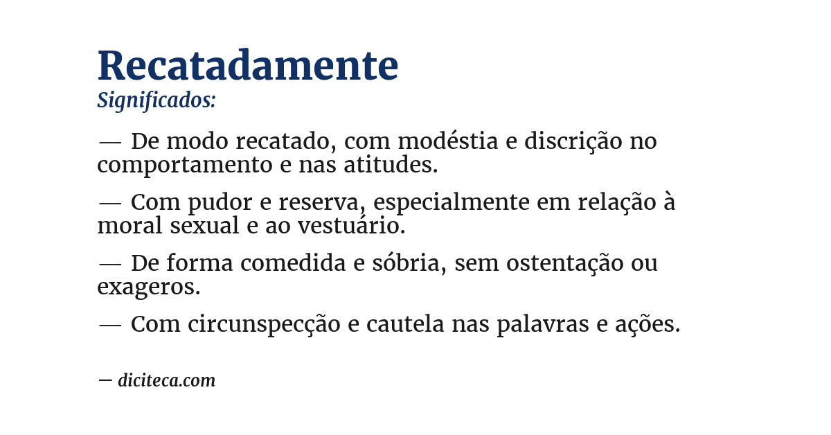Significado de recatadamente