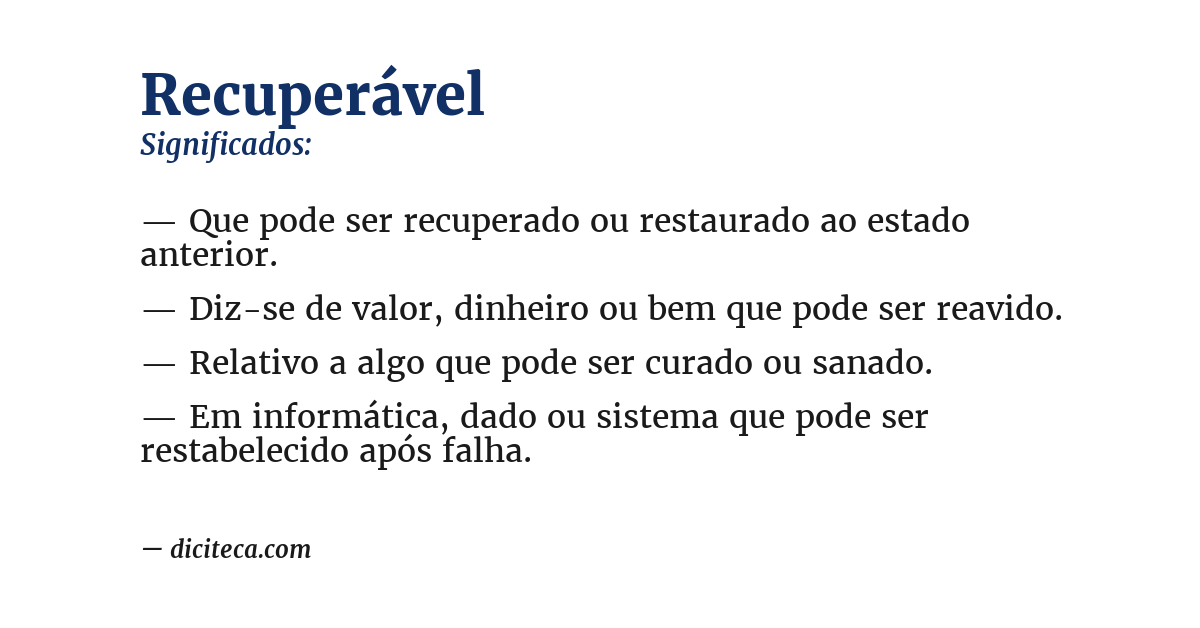 Significado de recuperável