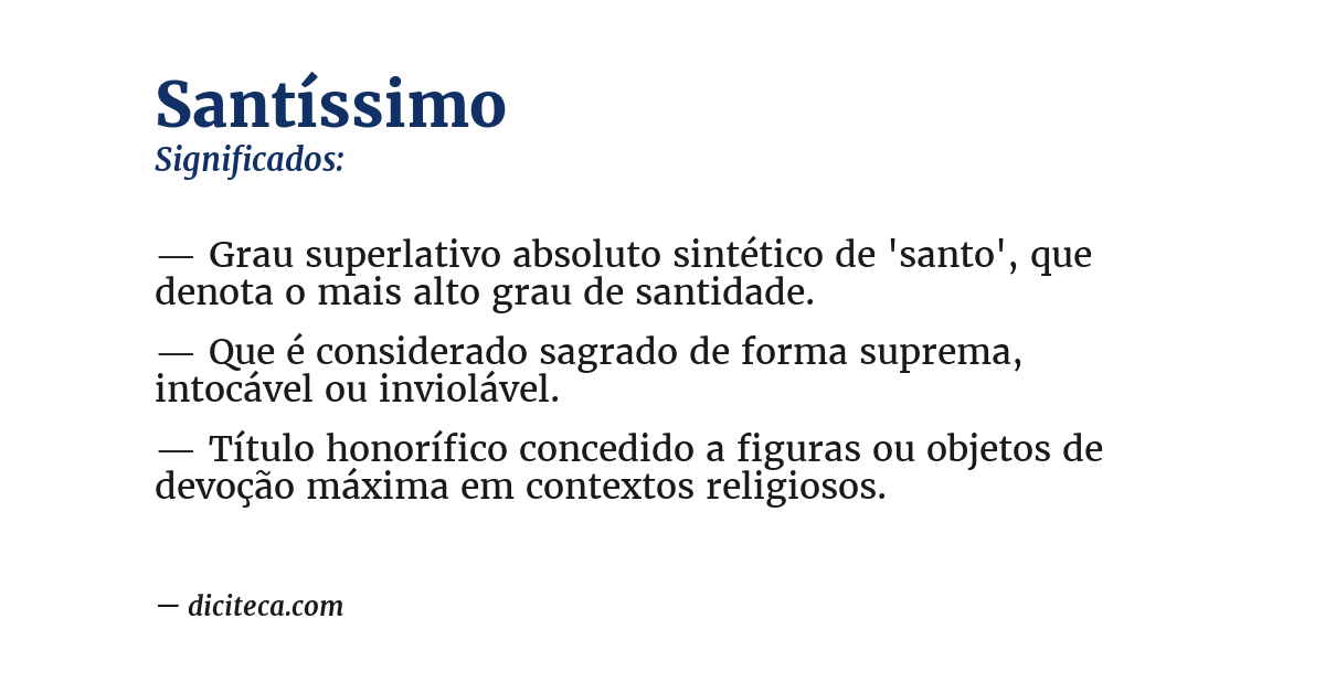 Significado de santíssimo