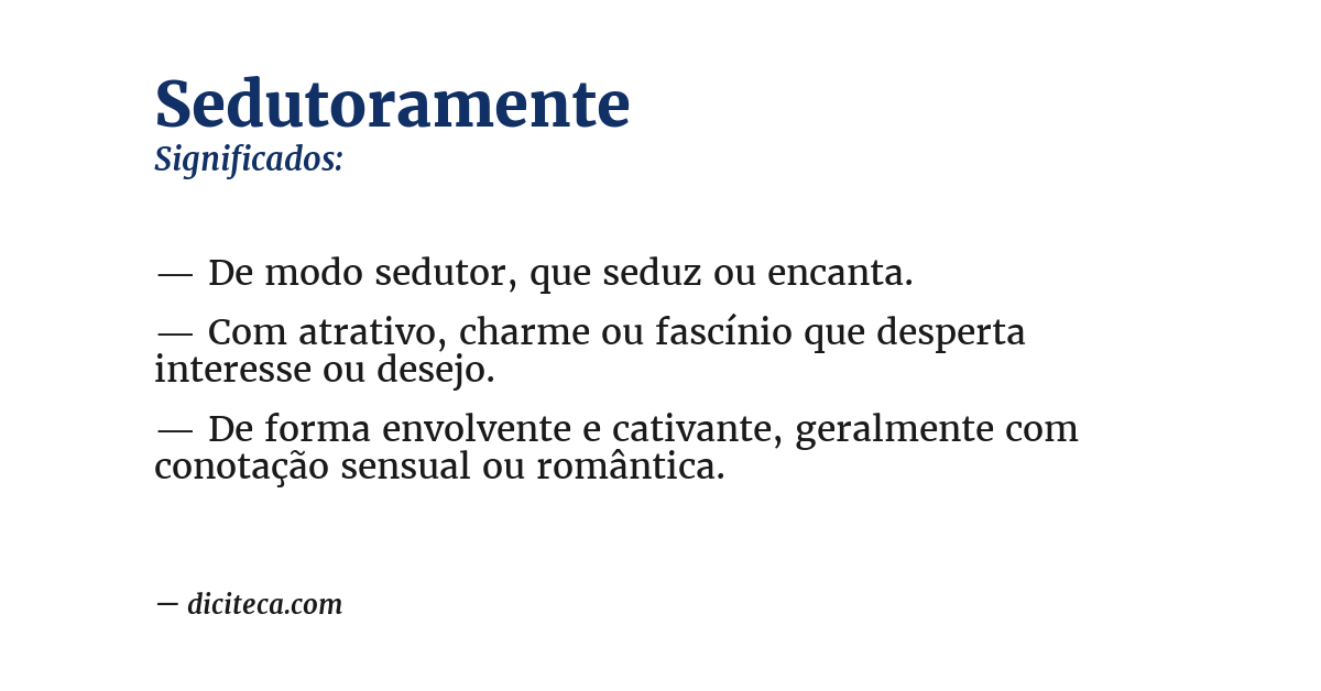 Significado de sedutoramente
