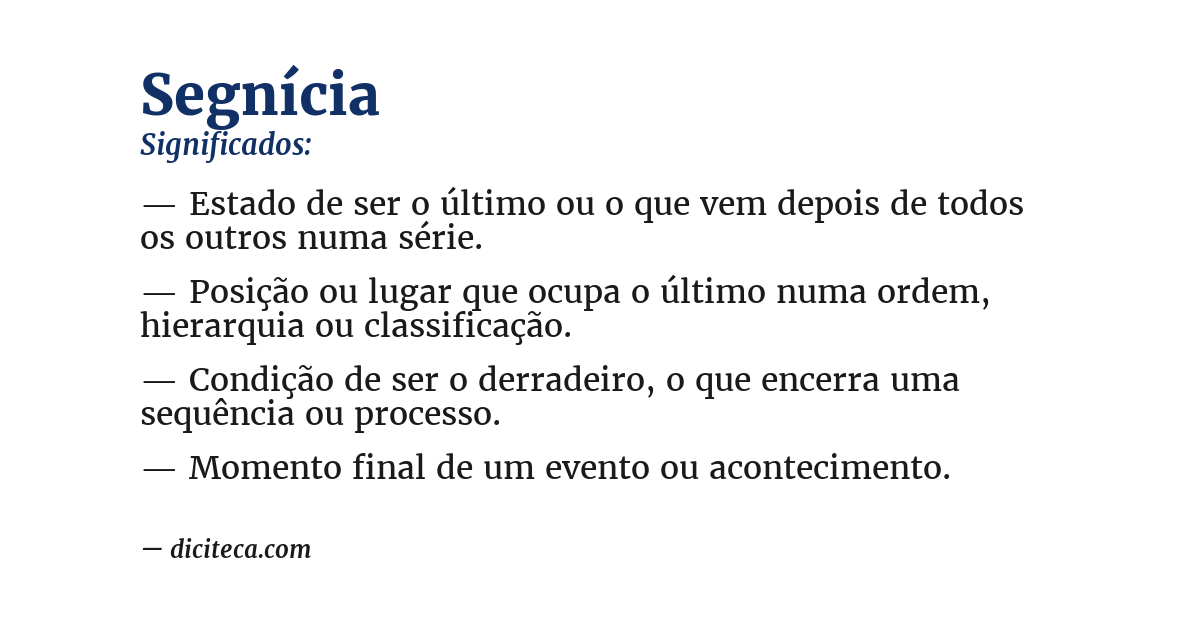 Significado de segnícia
