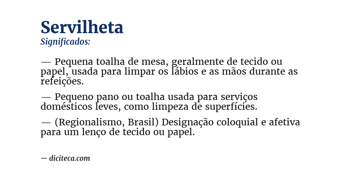 Significado de servilheta