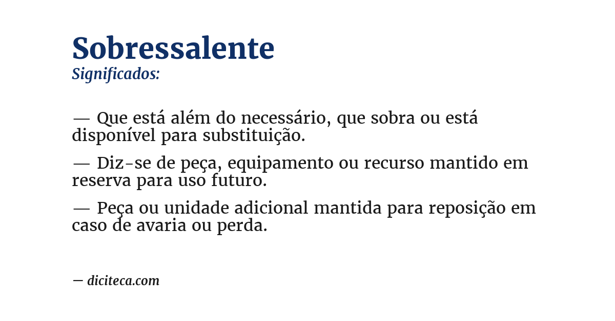 Significado de sobressalente