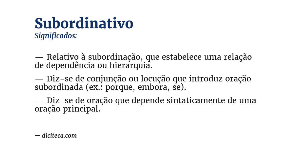 Significado de subordinativo