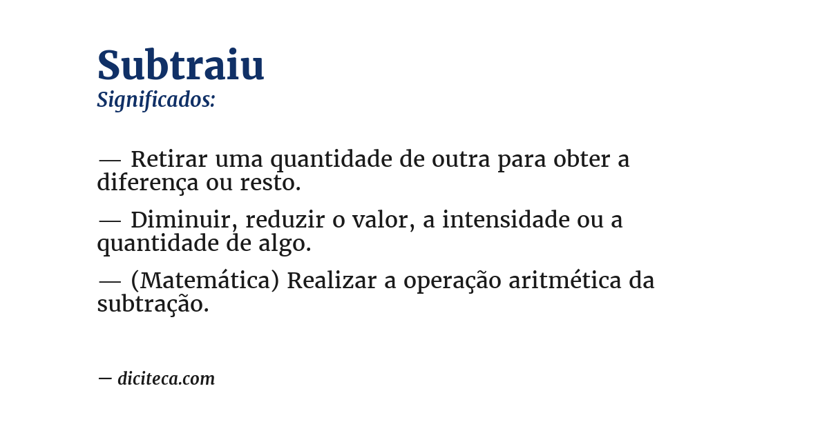 Significado de subtraiu
