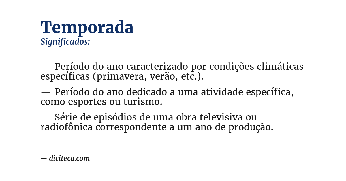 Significado de temporada