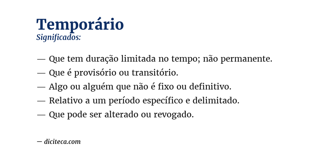 Significado de temporário