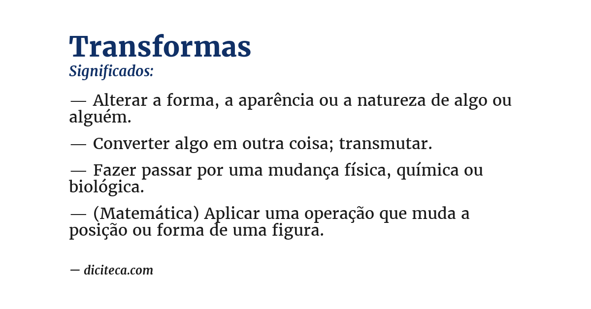 Significado de transformas