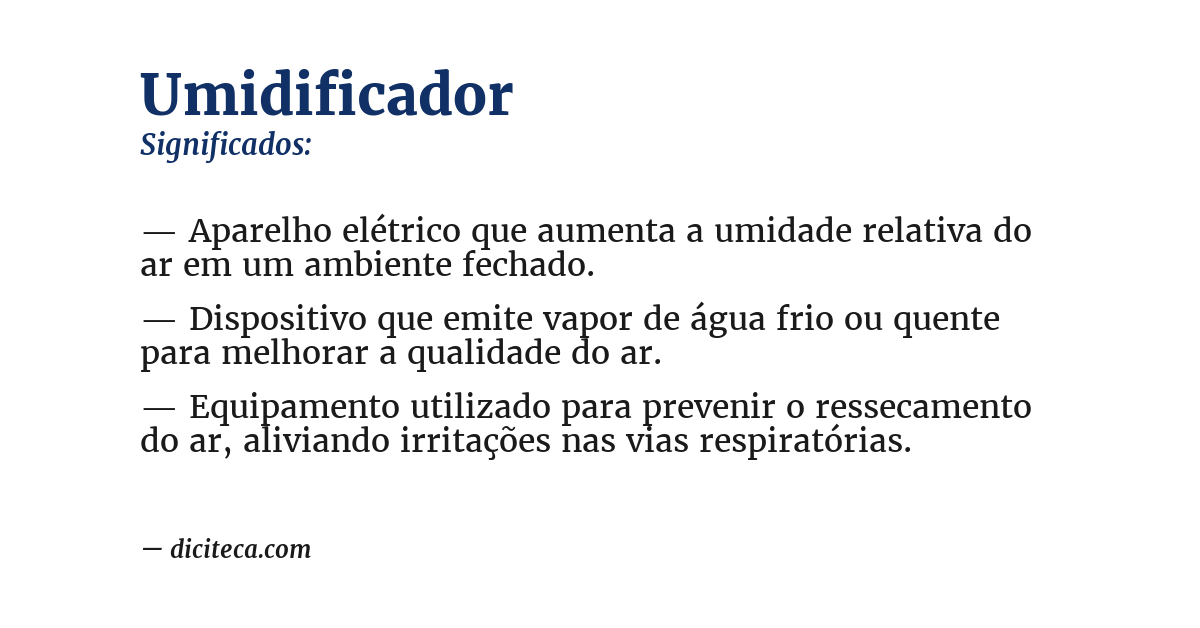 Significado de umidificador