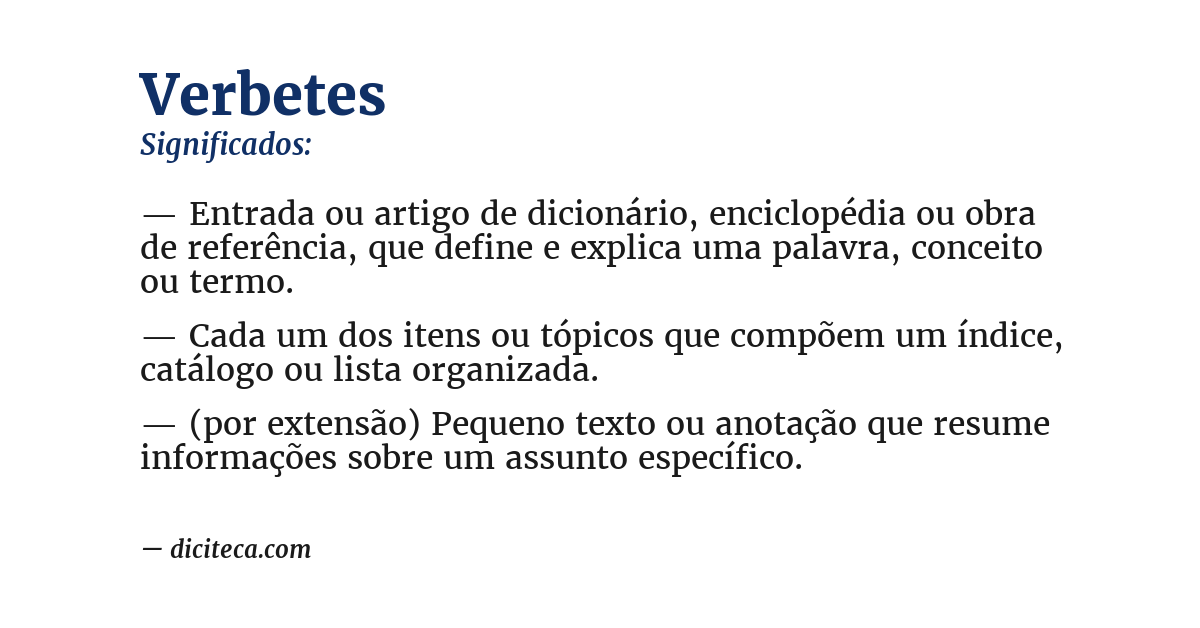 Significado de verbetes