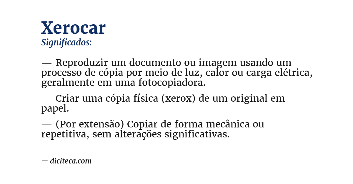 Significado de xerocar