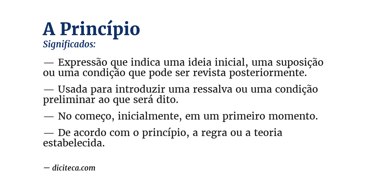 Significado de a princípio
