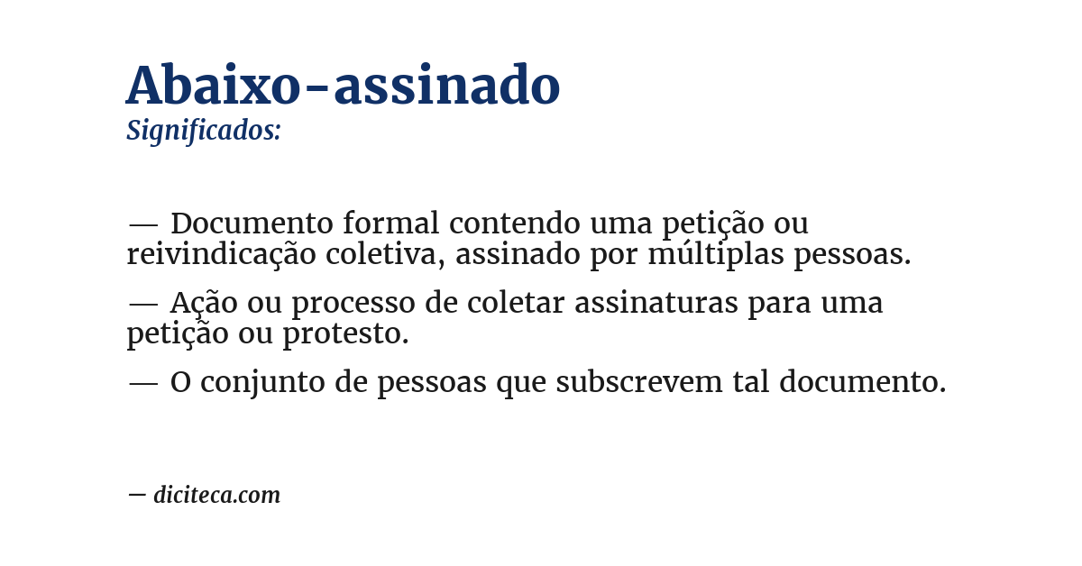 Significado de abaixo-assinado