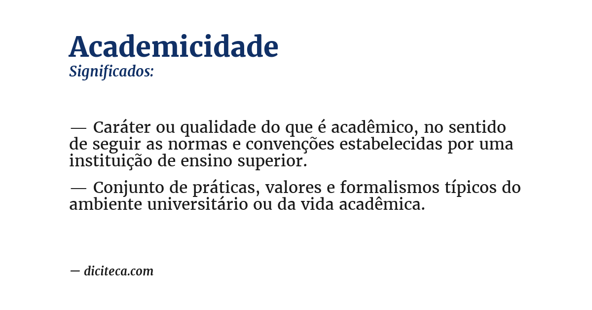 Significado de academicidade