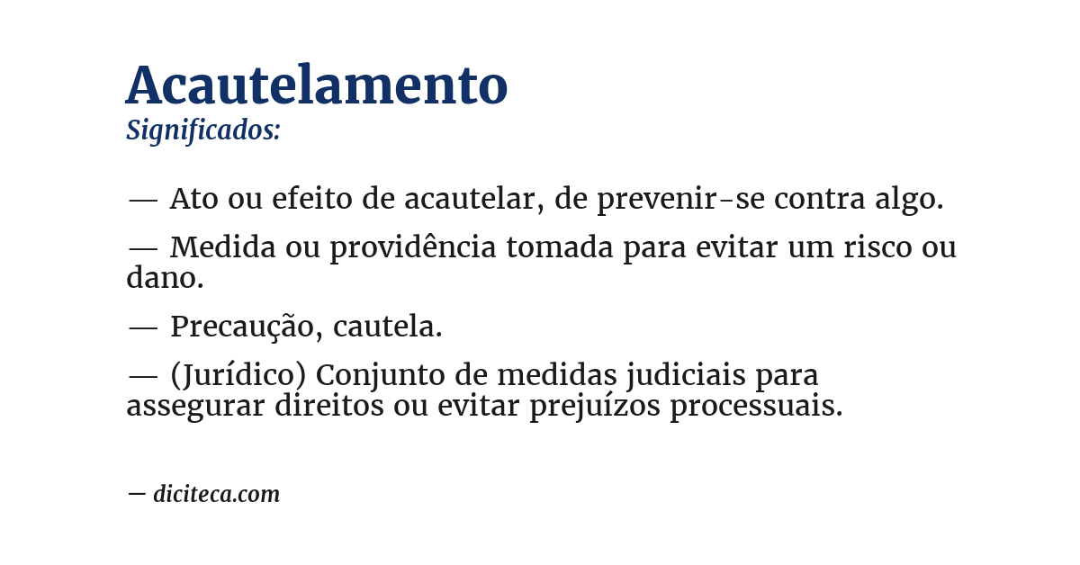 Significado de acautelamento