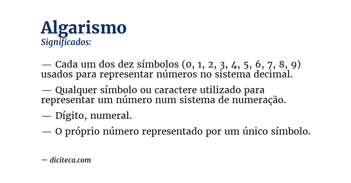 Significado de algarismo