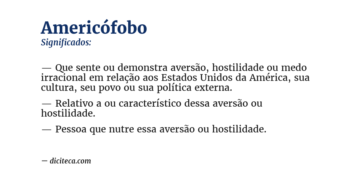 Significado de americófobo
