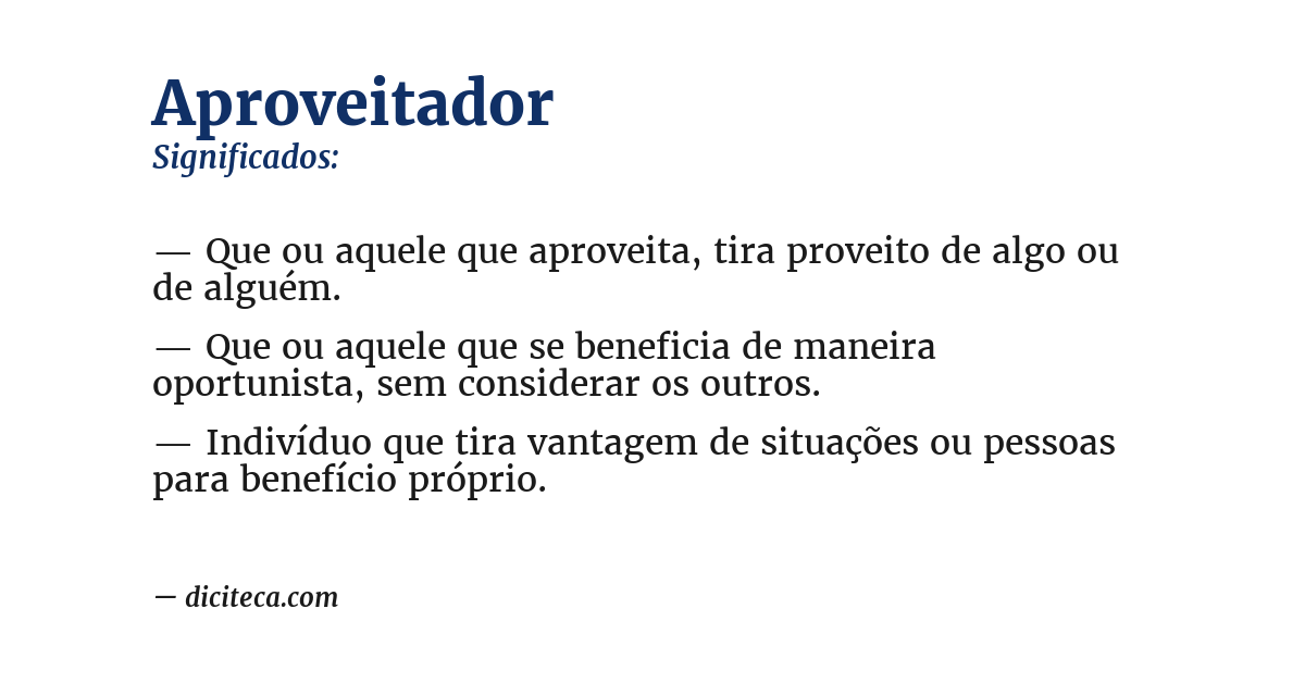 Significado de aproveitador