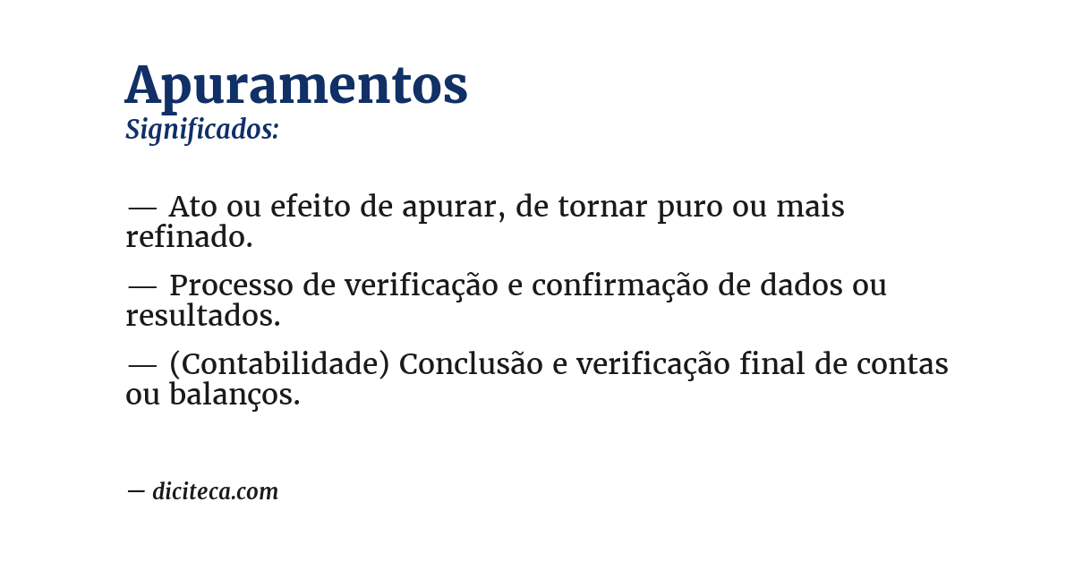 Significado de apuramentos