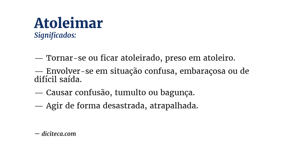 Significado de atoleimar