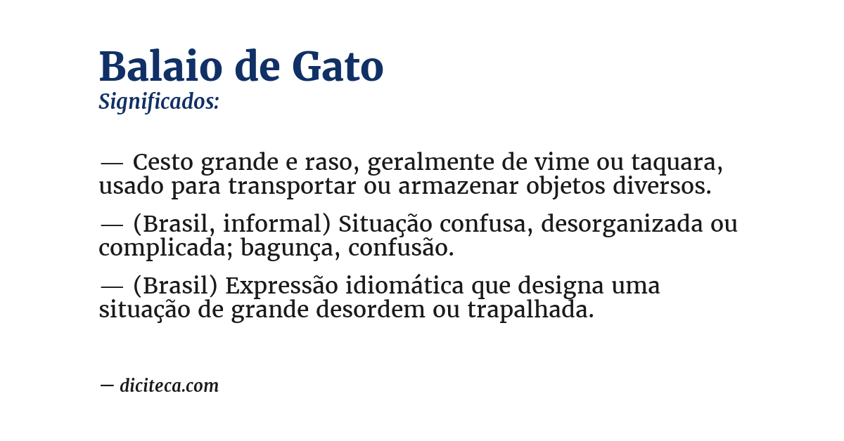 Significado de balaio de gato