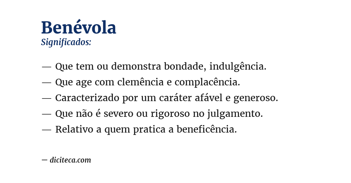 Significado de benévola
