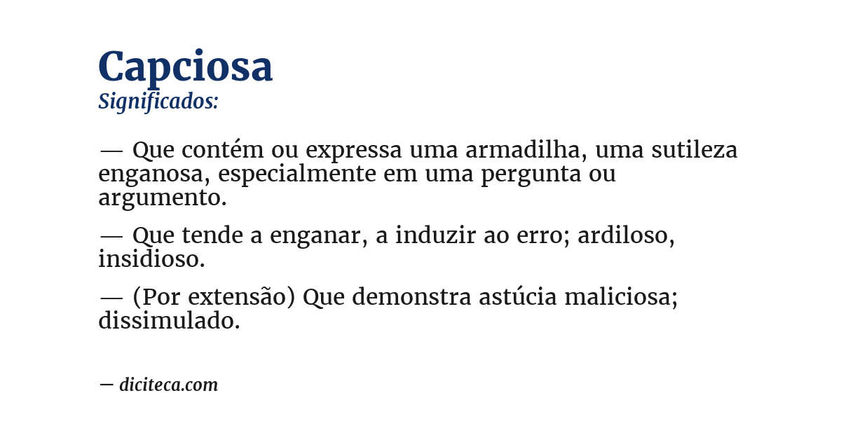 Significado de capciosa