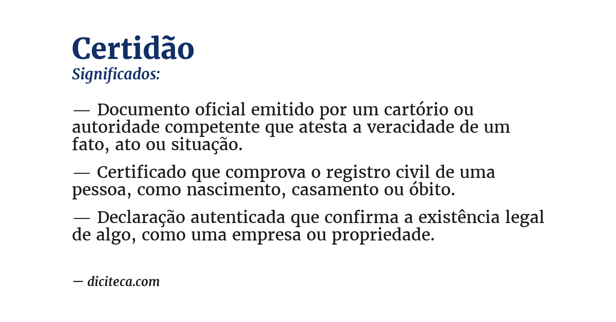 Significado de certidão