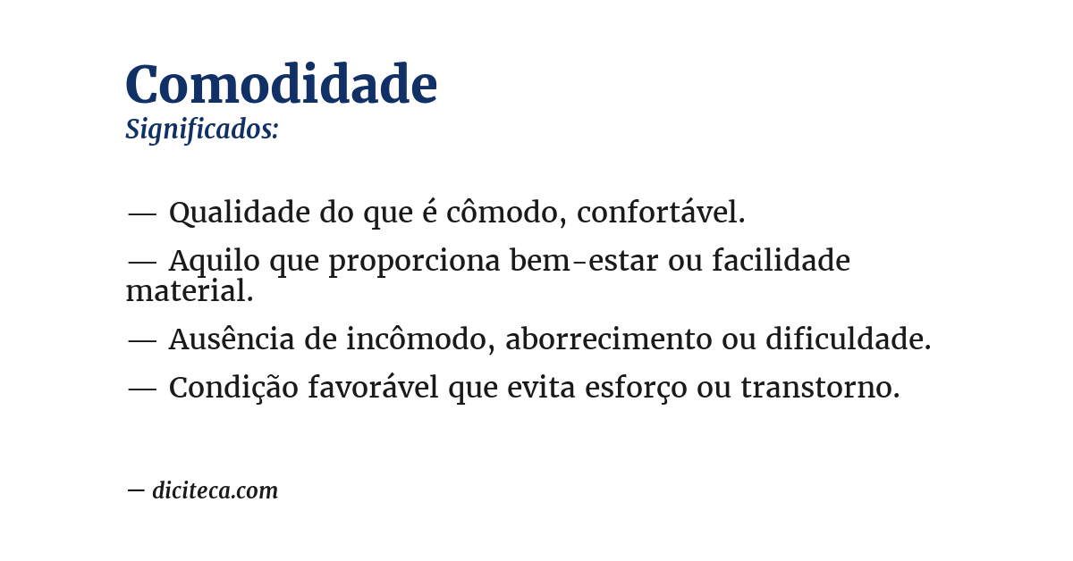 Significado de comodidade