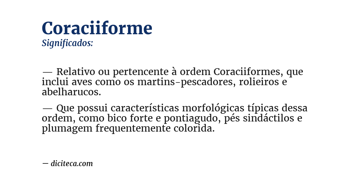 Significado de coraciiforme