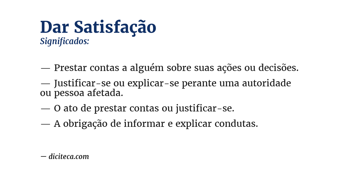 Significado de dar satisfação