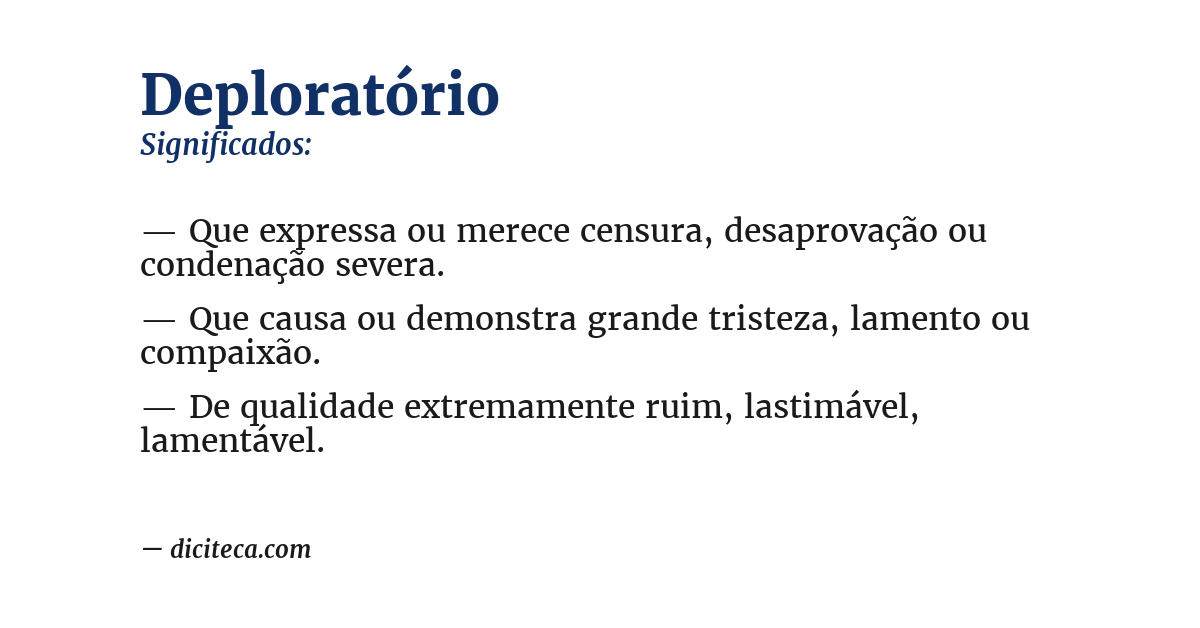 Significado de deploratório