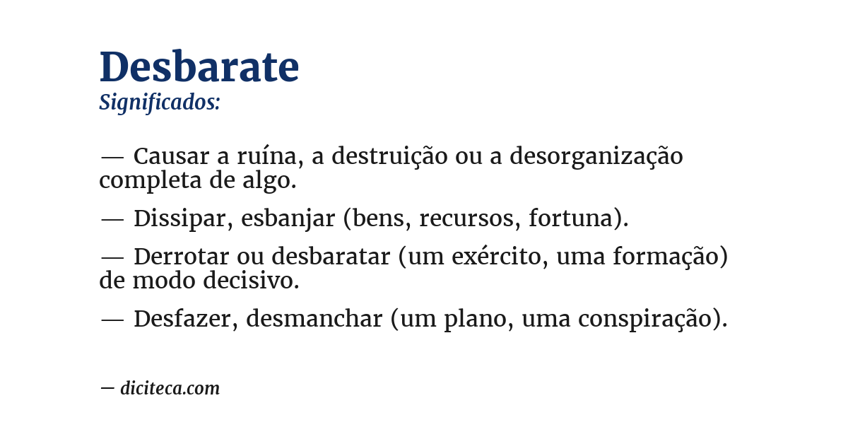 Significado de desbarate