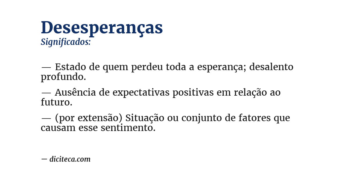 Significado de desesperanças