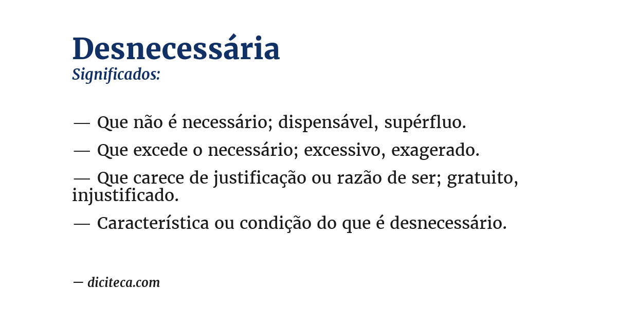 Significado de desnecessária