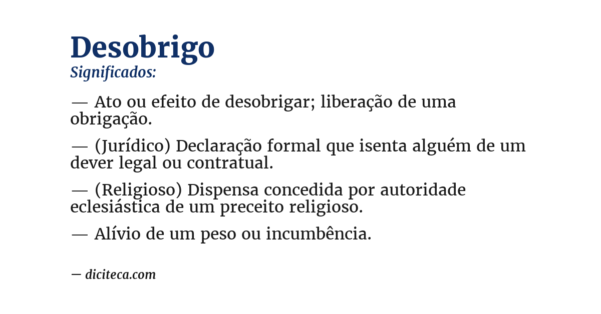 Significado de desobrigo