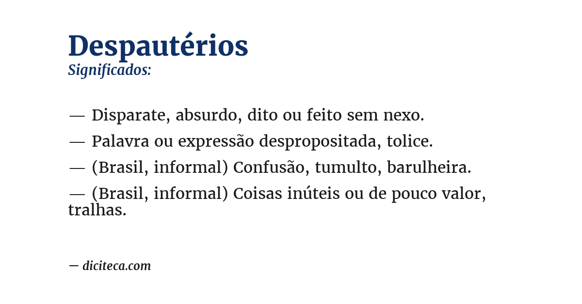 Significado de despautérios