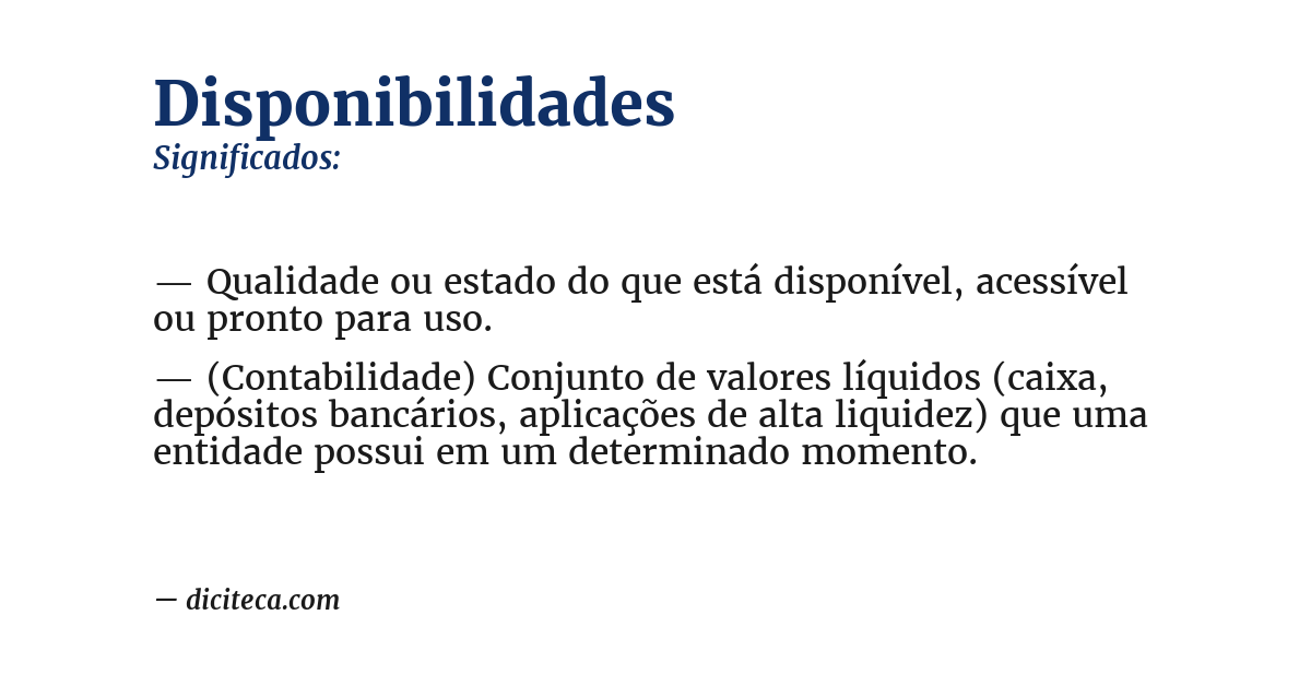 Significado de disponibilidades