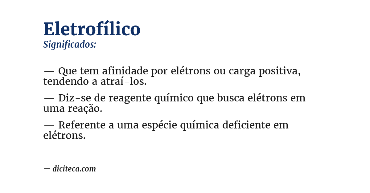 Significado de eletrofílico