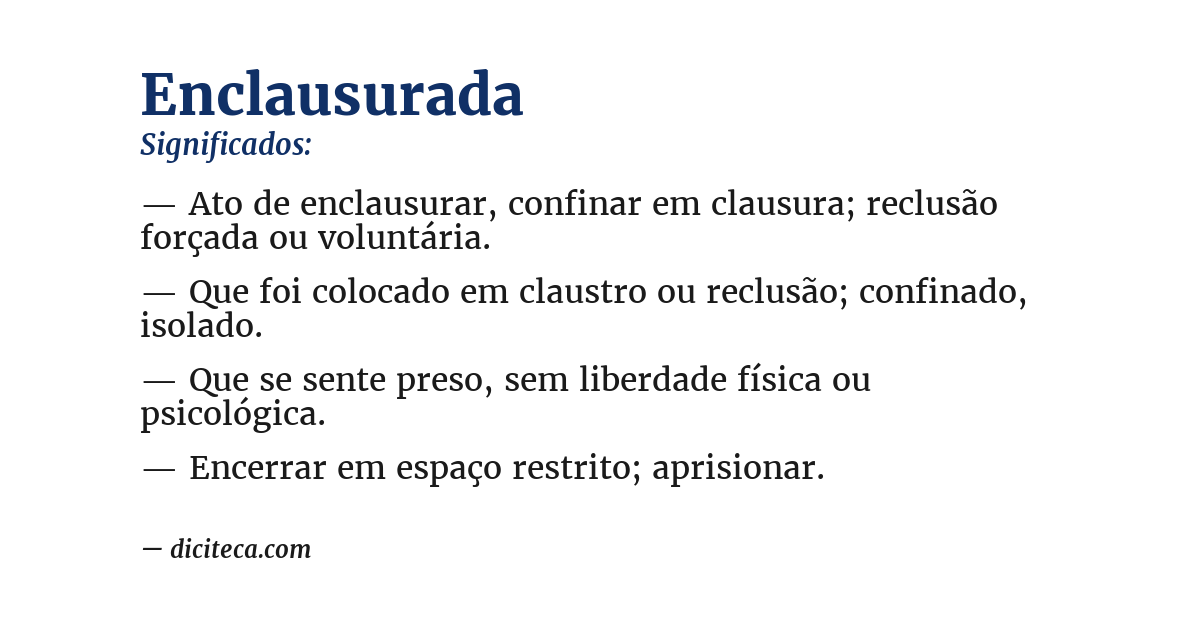 Significado de enclausurada