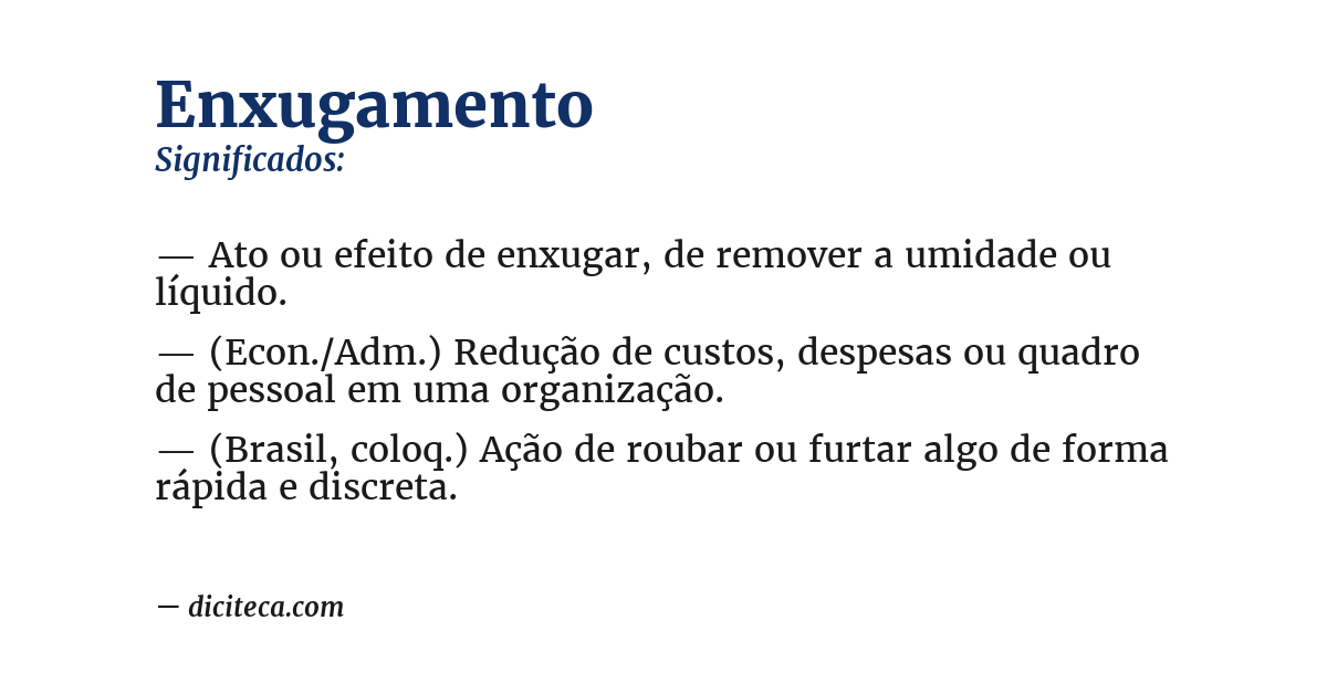 Significado de enxugamento