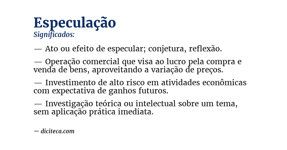 Significado de especulação